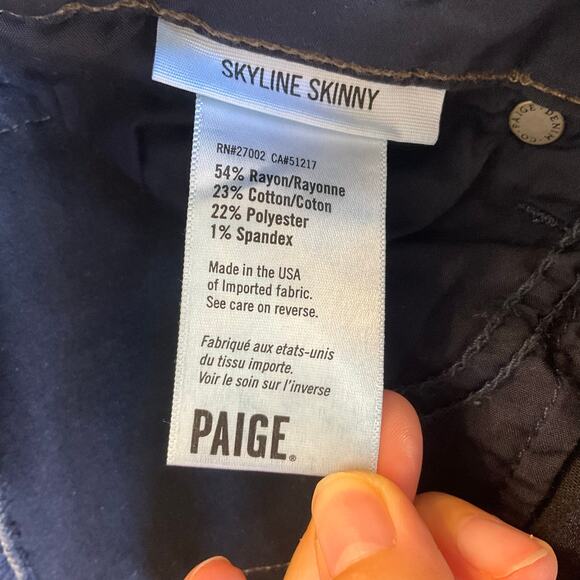 Paige Women Skyline Skinny Jeans size 28 Dark Blue Mid Rise Stretch Boot Cut - Picture 9 of 11